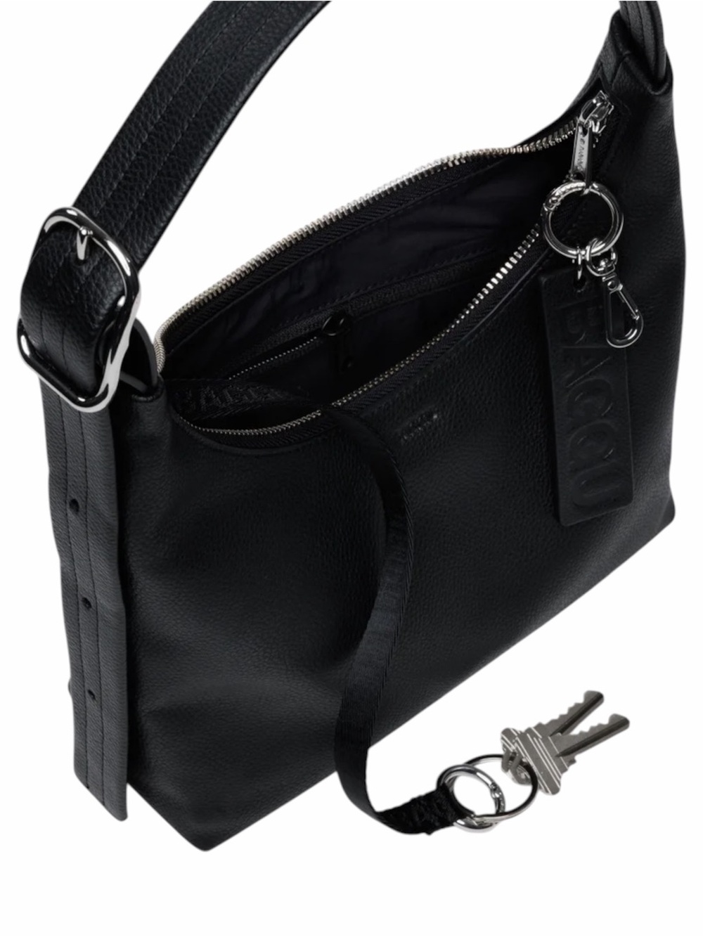 BAGGU Mini Recycled Leather Shoulder Bag | Black - Picture 6 of 8